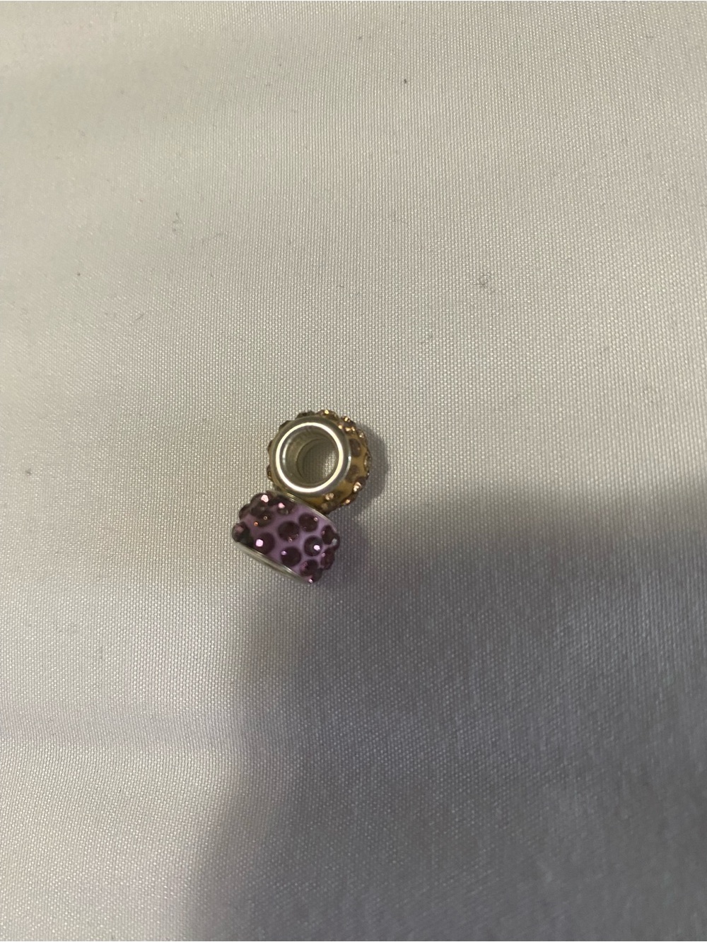 Gold and Purple Crystal Rondelle Bead Charm